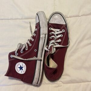 Converse Burgundy High-Tops with White Accents
